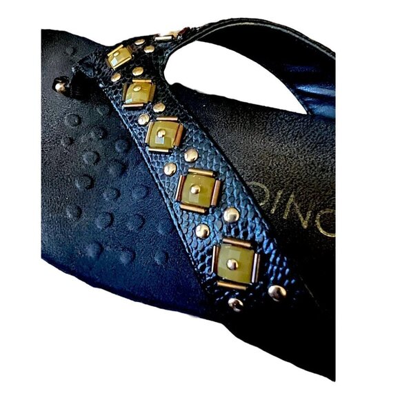 VIONIC Orthaheel Floriana Croco Black Jeweled Beaded Orthotic Flip Flops Size 7 - Picture 7 of 15